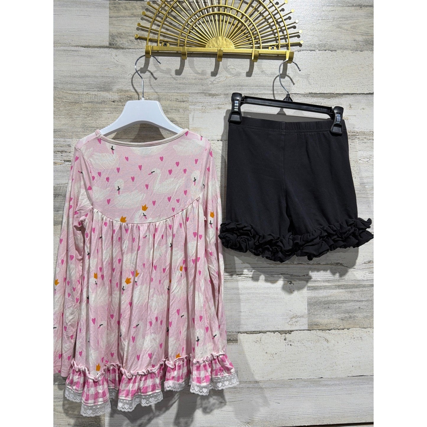 Love Millie Serendipity Girls Size 6 Pink Black Swan Heart Ruffle Set6