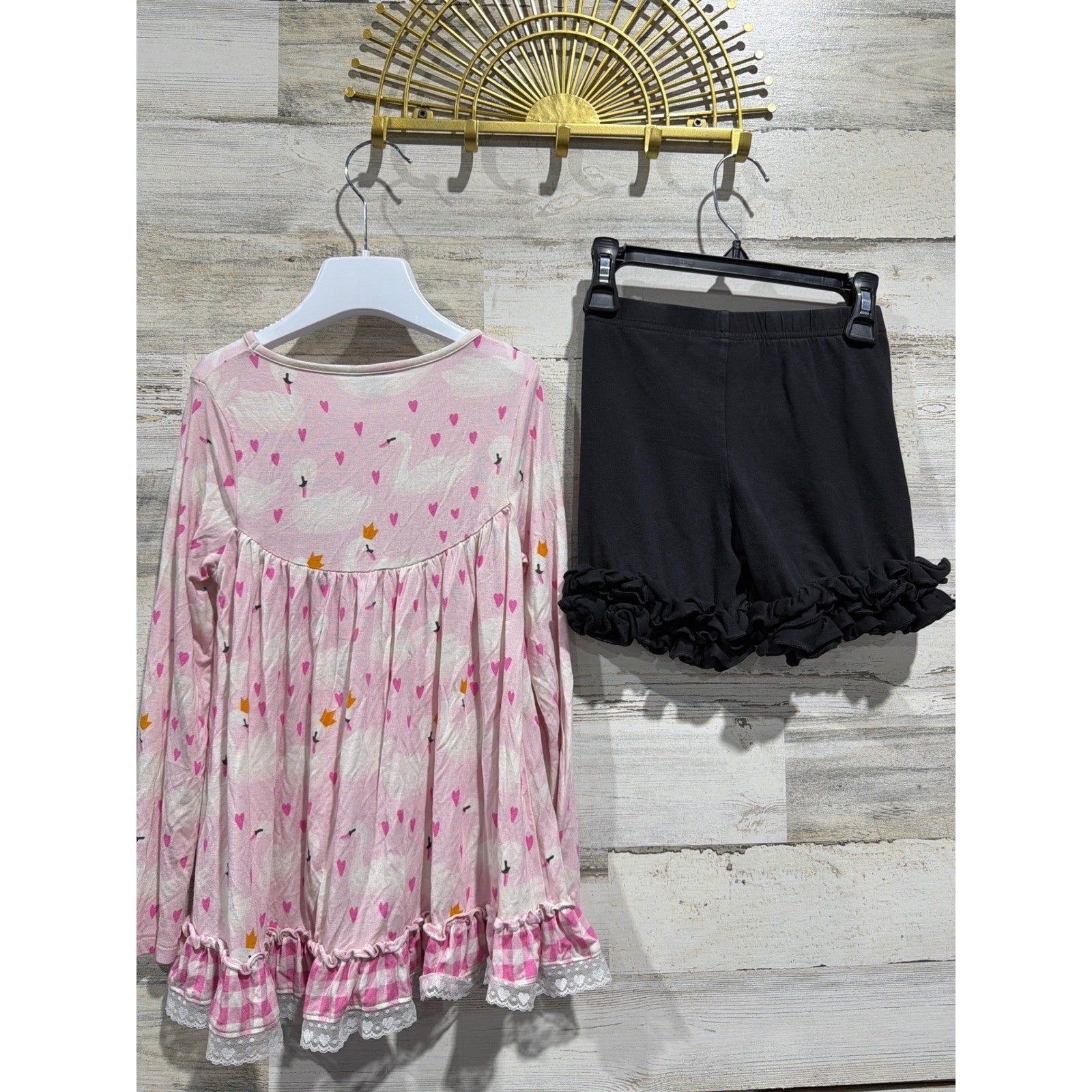 Love Millie Serendipity Girls Size 6 Pink Black Swan Heart Ruffle Set6