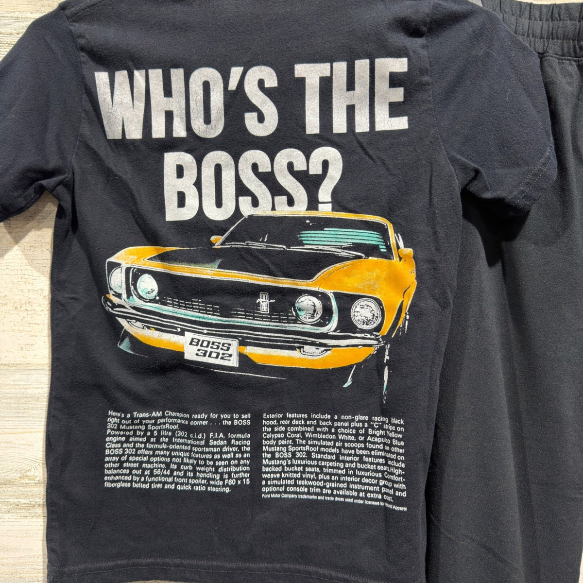 Abercrombie Kids Mustang Boss 302 T-Shirt Jogger Set Boys 9/10 Black Grey1