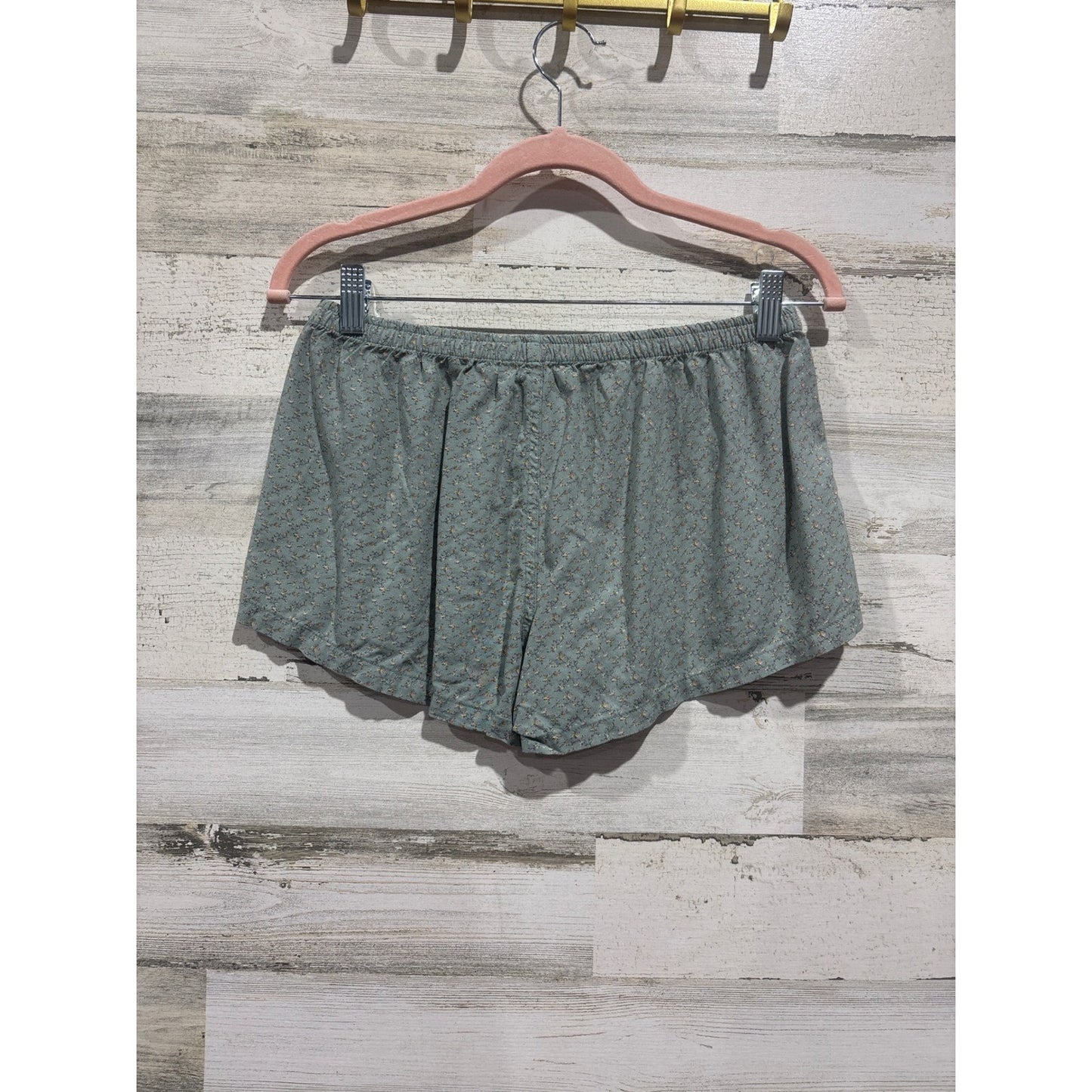 Brandy Melville Lounge Shorts Women One Size Green Floral Coquette EUC2