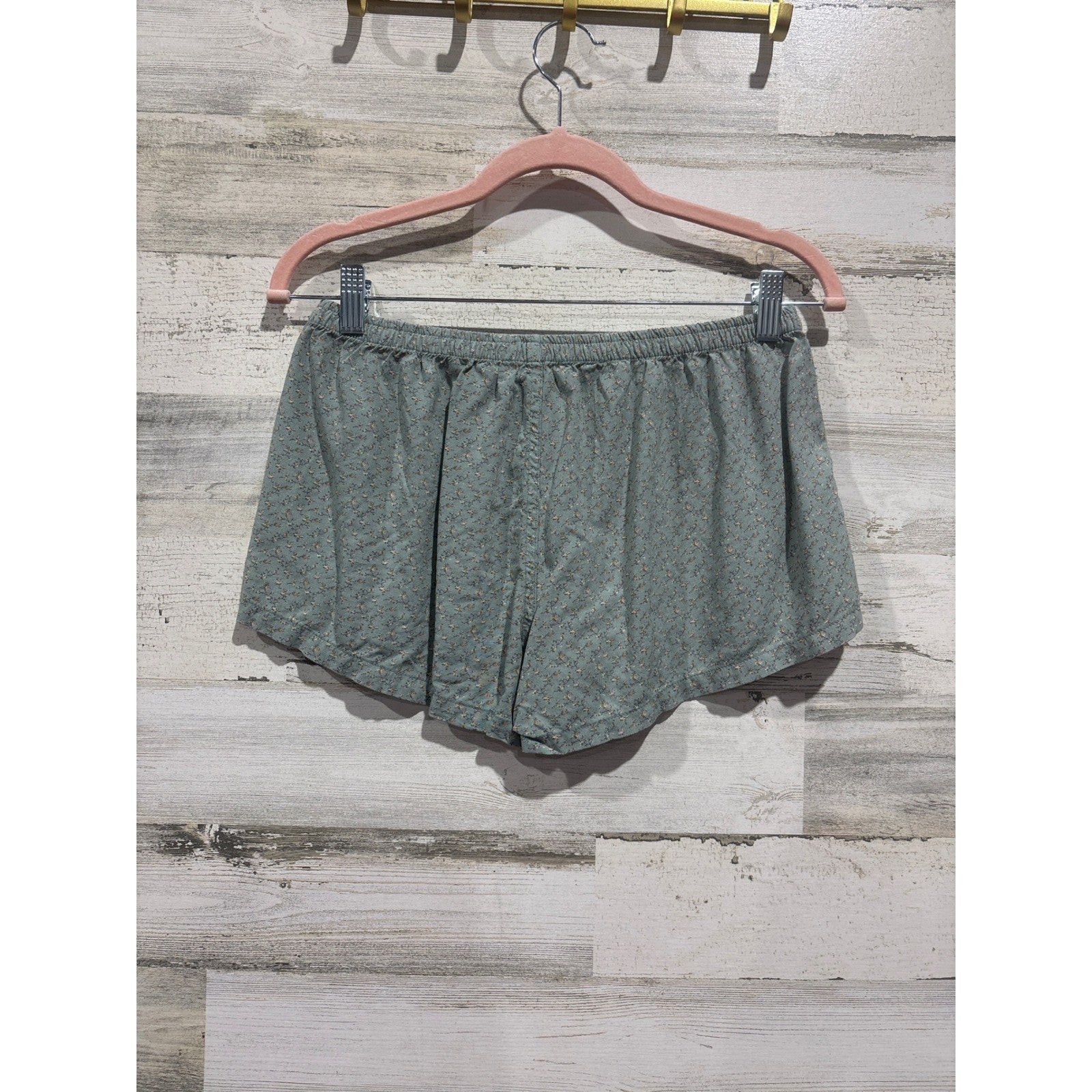 Brandy Melville Lounge Shorts Women One Size Green Floral Coquette EUC2