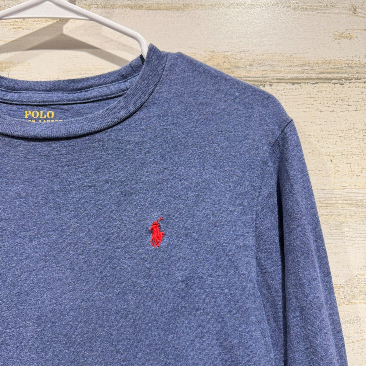 Polo Ralph Lauren Long Sleeve T-Shirt Boys L 14-16 Blue Cotton Classic Flawed*1