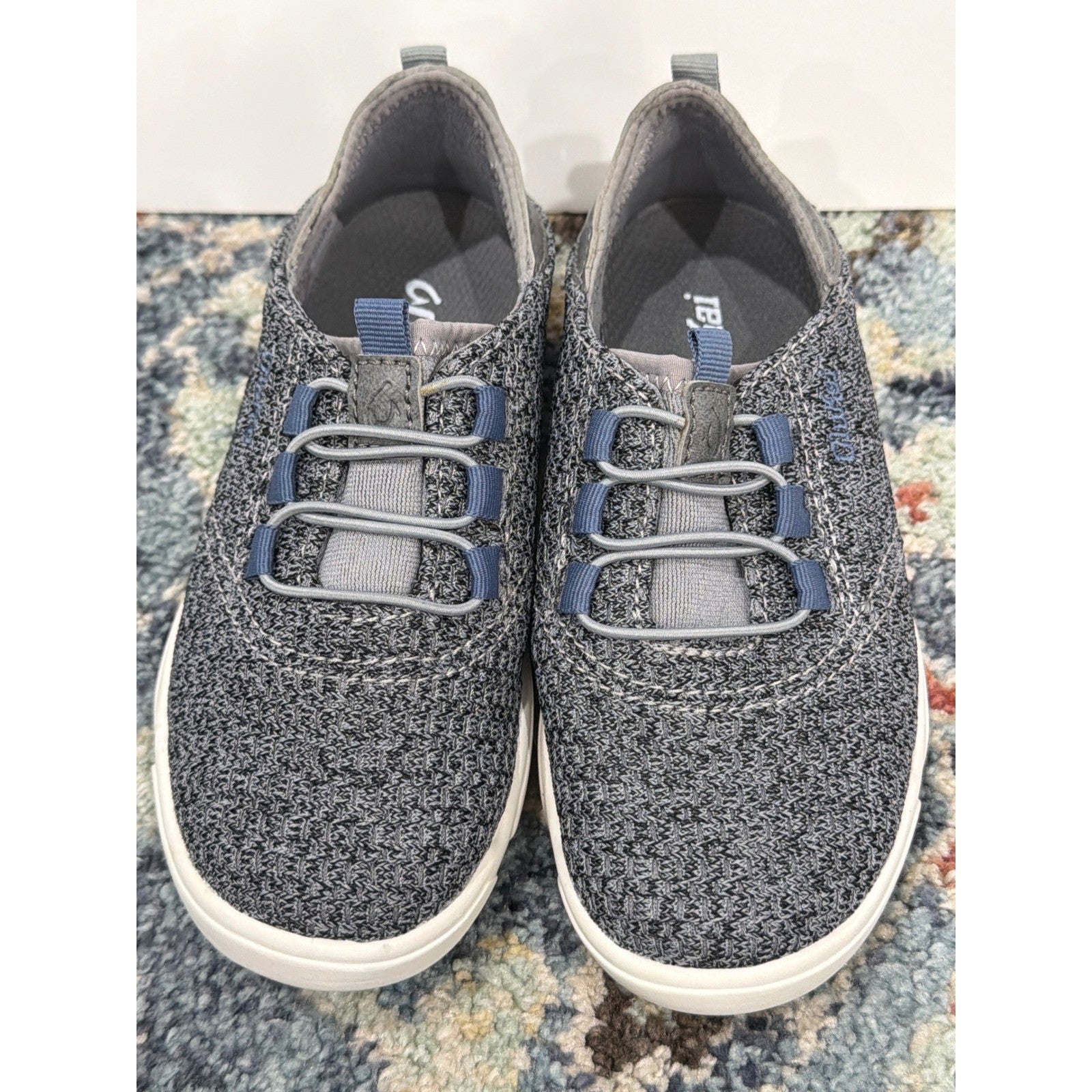 OluKai Nohea Mesh Sneakers Boys Size 12 Gray Blue Slip On Casual EUC2