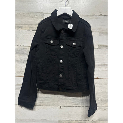 kidpik Denim Jacket Girls Large 12 Black Stretch Button Front NWT0