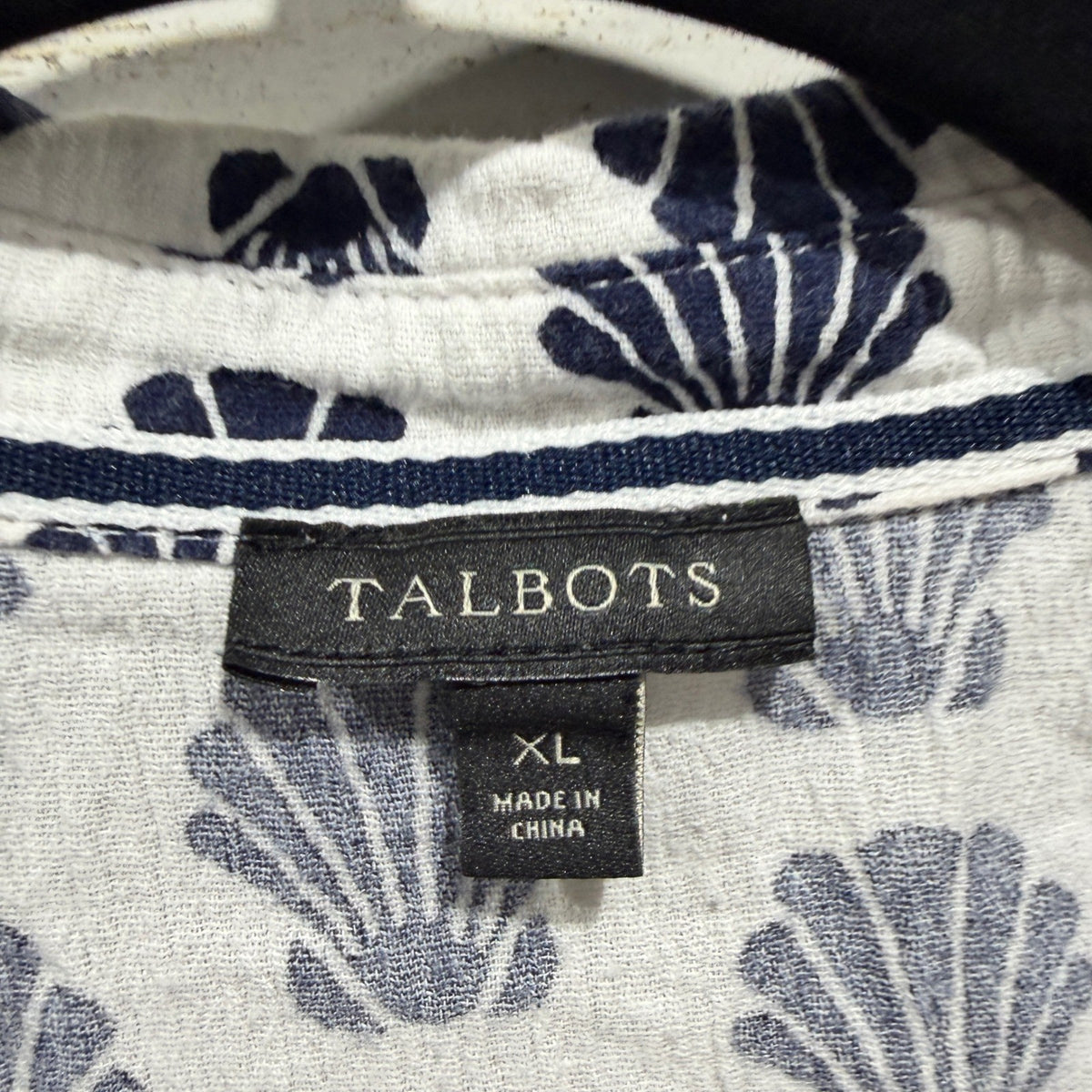 Talbots Shell Print Tunic Shirt Women XL 100% Cotton Coastal Preppy EUC2