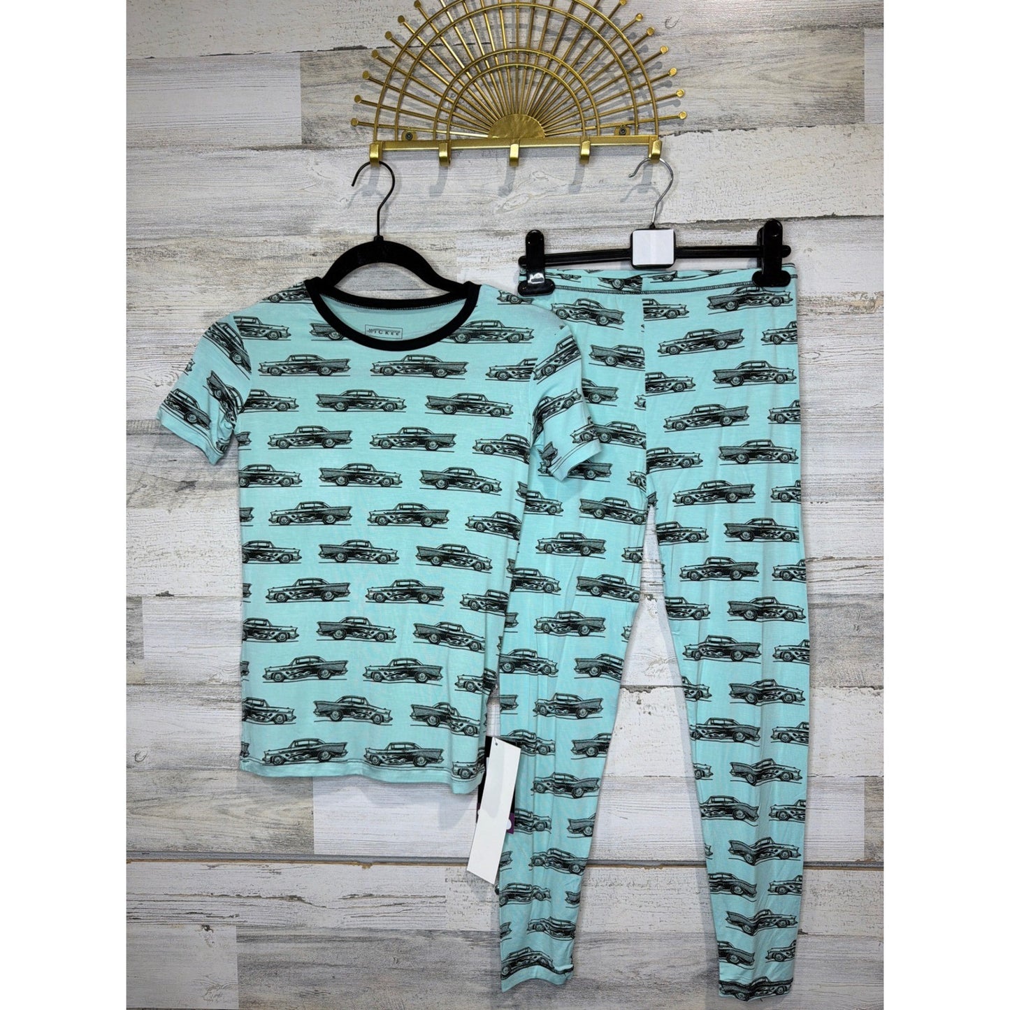 Kickee Pants Pajamas Boys 12 Summer Sky Hot Rod Bamboo Short Sleeve NWT0