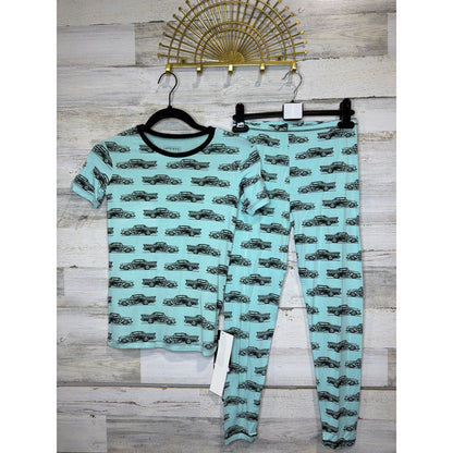Kickee Pants Pajamas Boys 12 Summer Sky Hot Rod Bamboo Short Sleeve NWT0