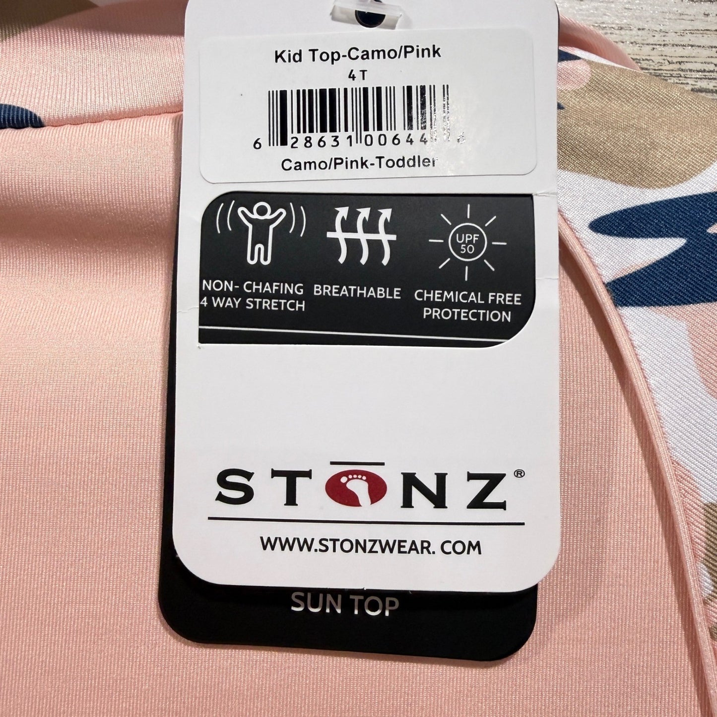 Stonz Sun Shirt Kids 4T Pink Camo UPF 50 Rash Guard Activewear NWT2