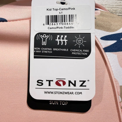 Stonz Sun Shirt Kids 4T Pink Camo UPF 50 Rash Guard Activewear NWT2