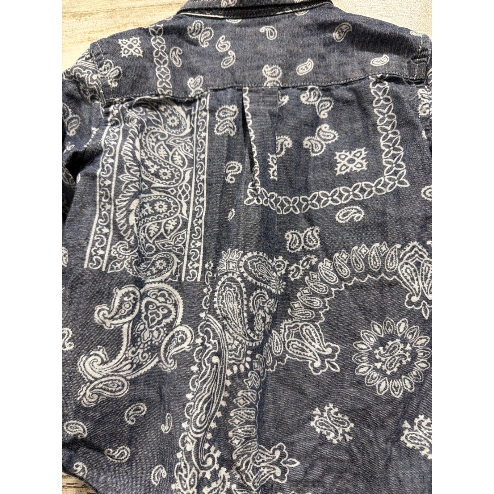 Ralph Lauren Lucky Brand Shirts Boys 18M Blue Western Denim Paisley EUC6