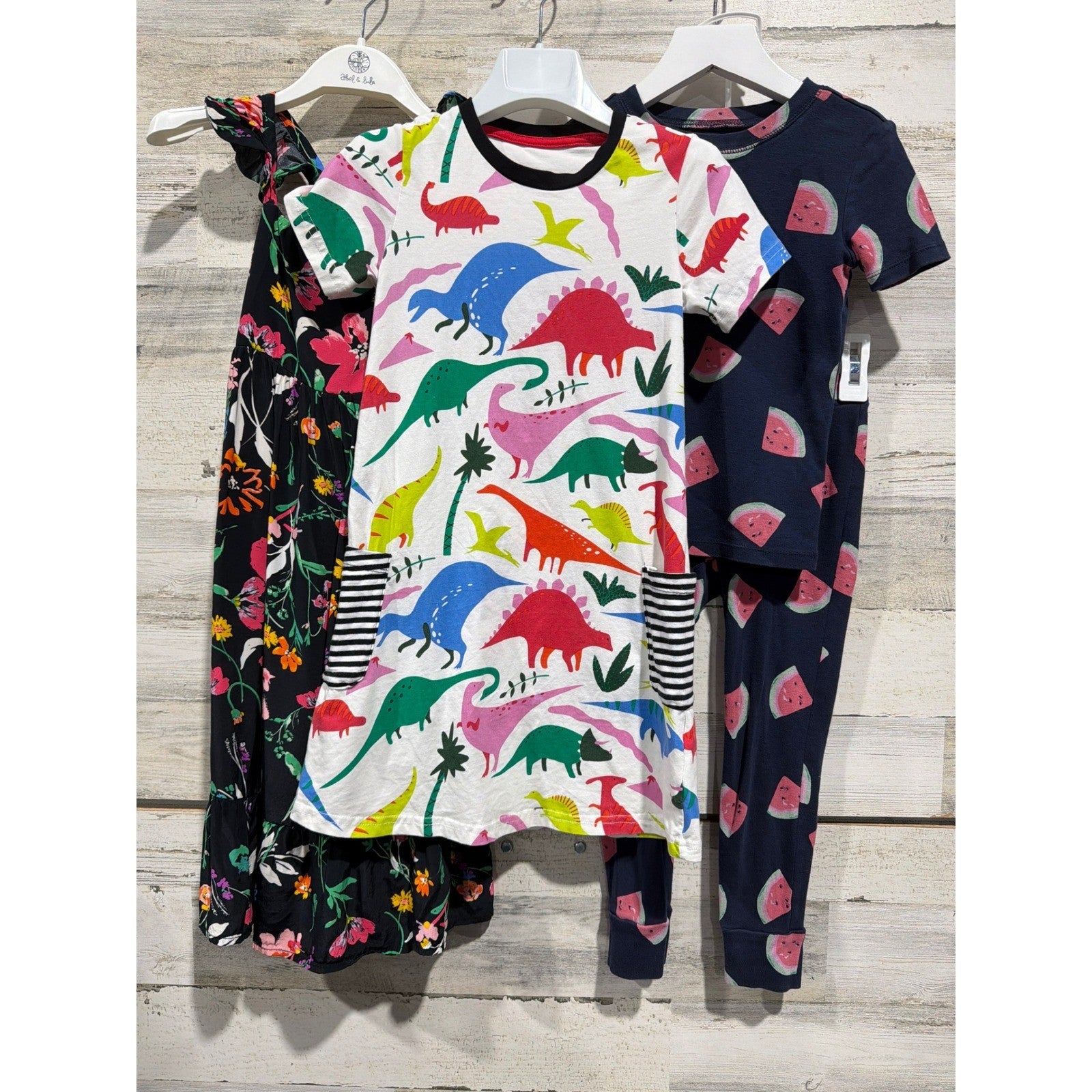 Cat & Jack Old Navy Dress Pajama Lot Girls 5T Floral Dino Watermelon EUC0