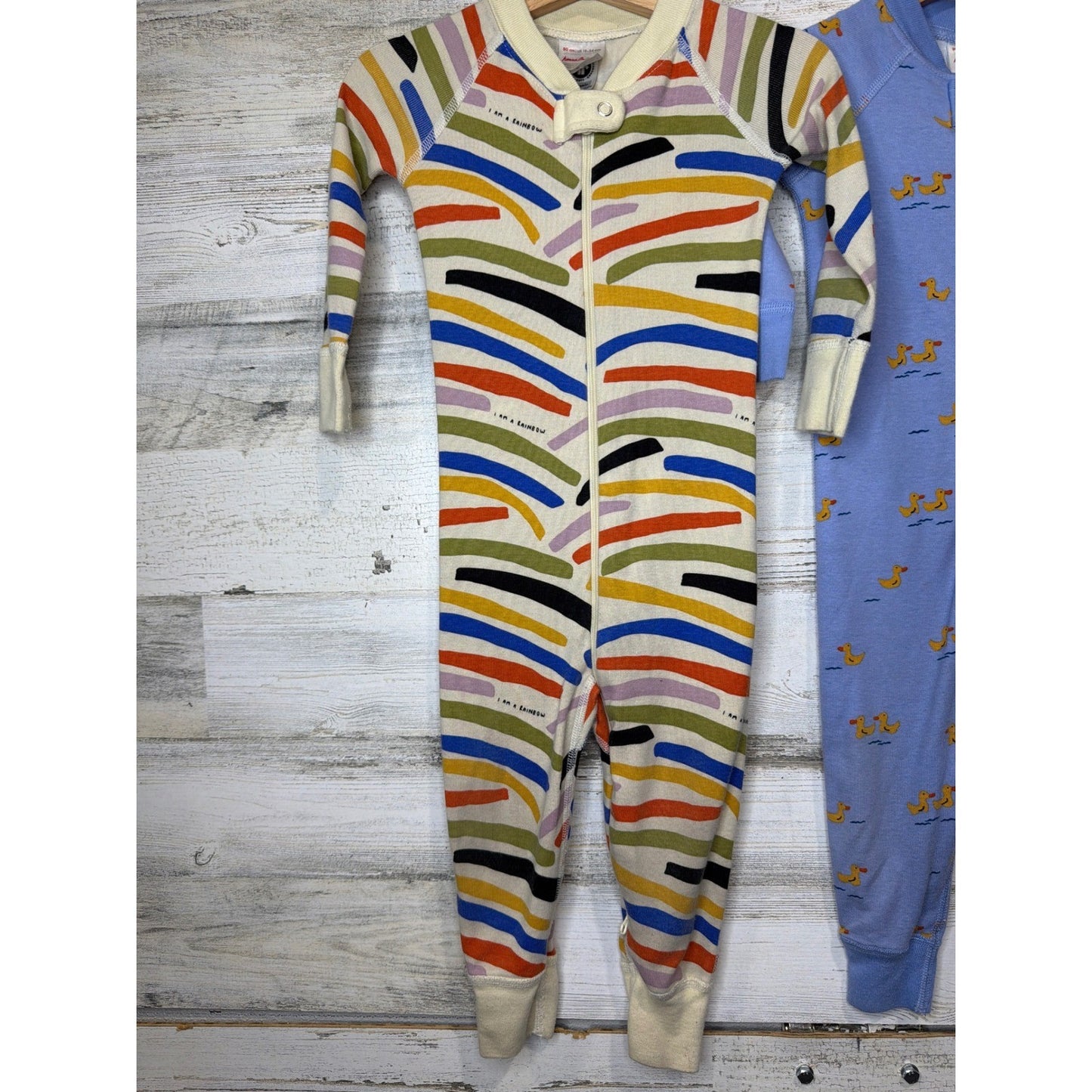 Hanna Andersson Sleepers Kids 18-24M Blue Rainbow Organic Cotton Scandi1