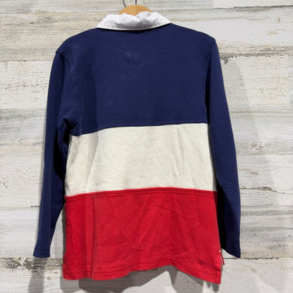 The Beaufort Bonnet Company Rugby Shirt Boys 7 Navy White Red Colorblock *Flawed5