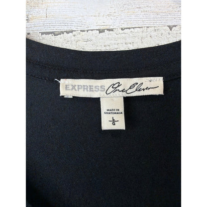 Express One Eleven Muscle Tank Women Large Black Skull Graphic Edgy Grunge EUC2