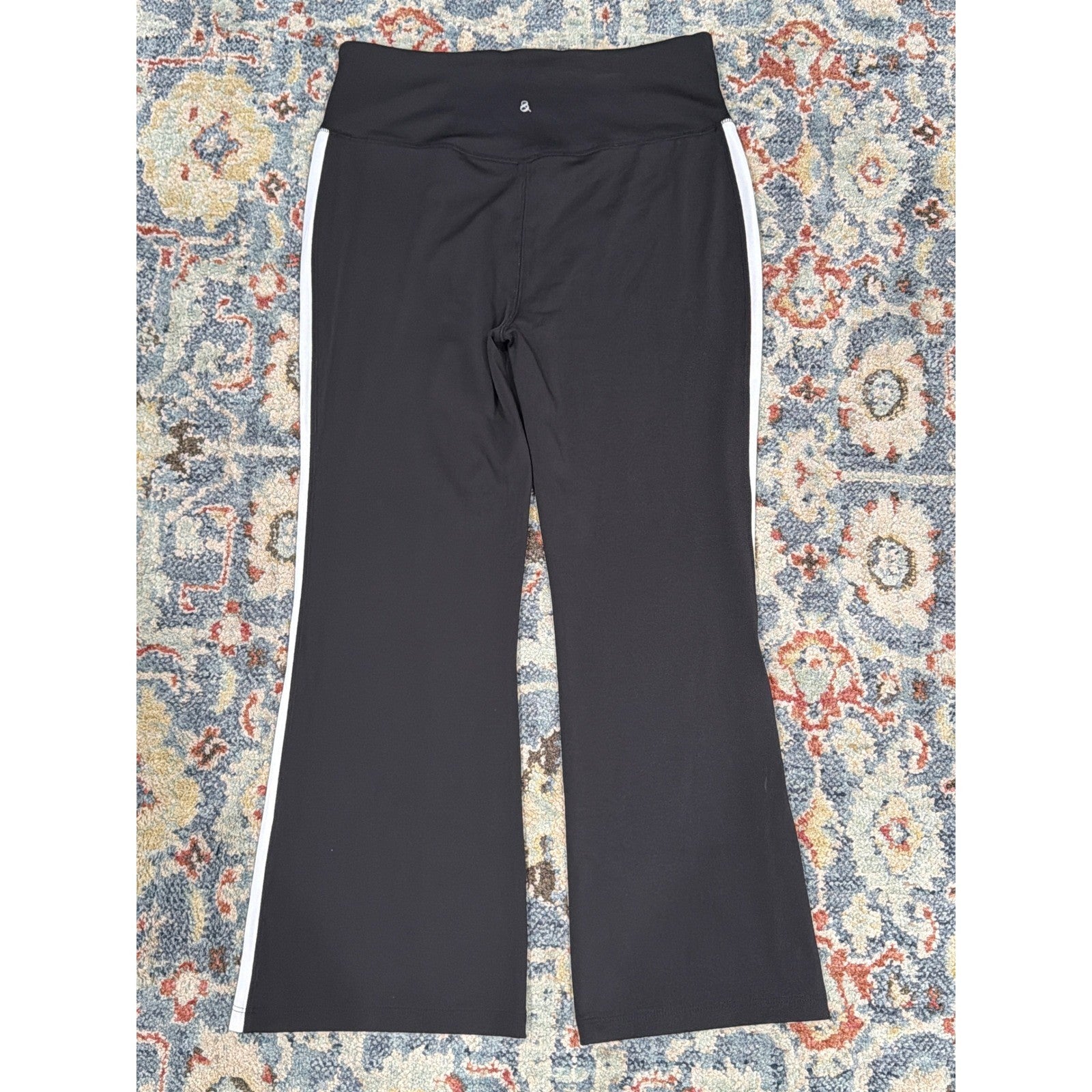Lou & Grey Bootcut Cropped Active Pants Women Large Black Side Stripe Athleisure2