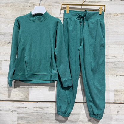 Freely Mock Neck Jogger Set Girls Size S Teal Green Recycled Athleisure0