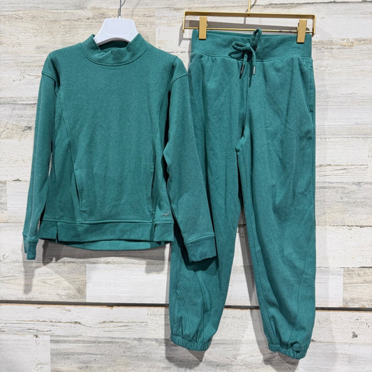 Freely Mock Neck Jogger Set Girls Size S Teal Green Recycled Athleisure0
