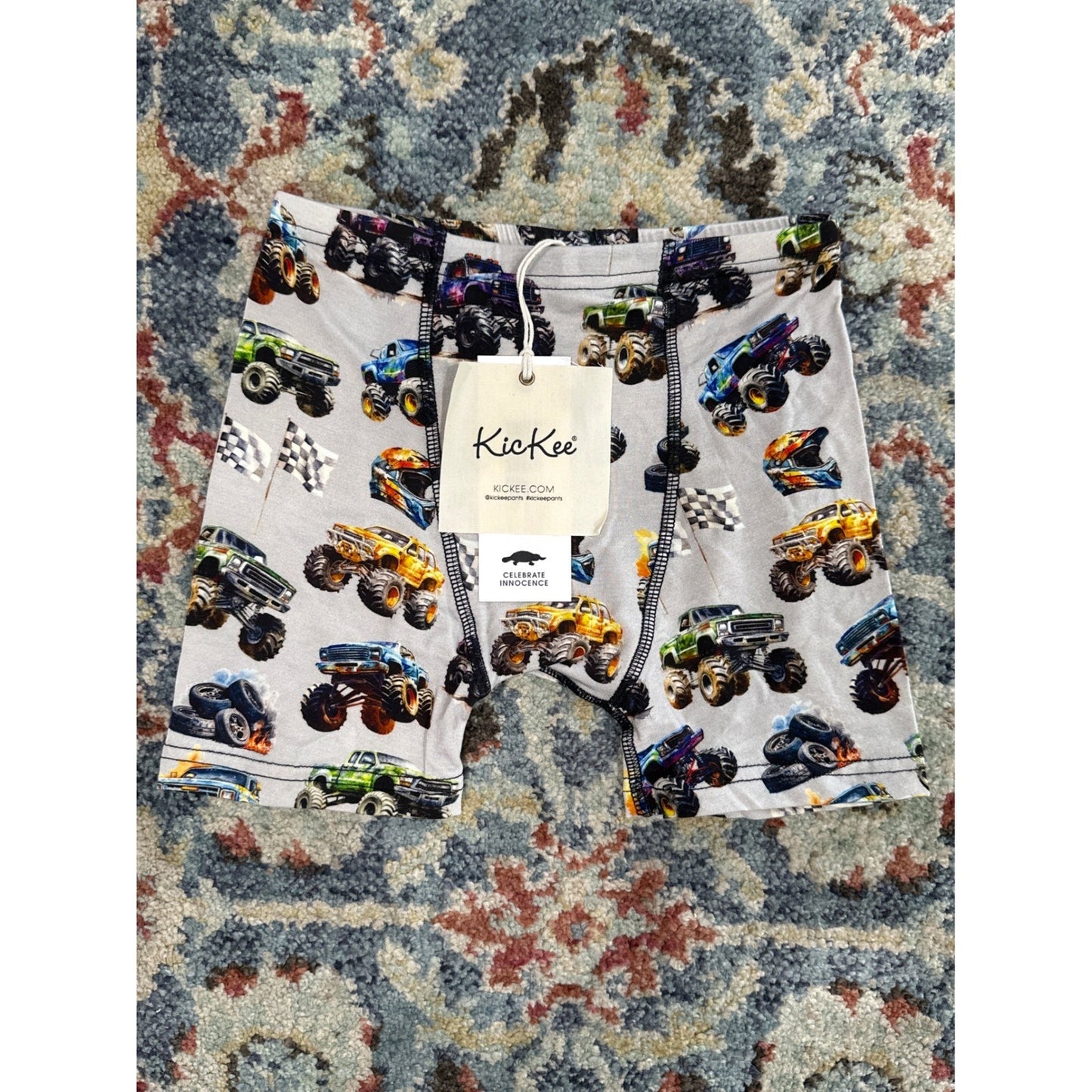 Kickee Pants Boxer Briefs Boys Small 6-8 Grey Monster Truck NWT1
