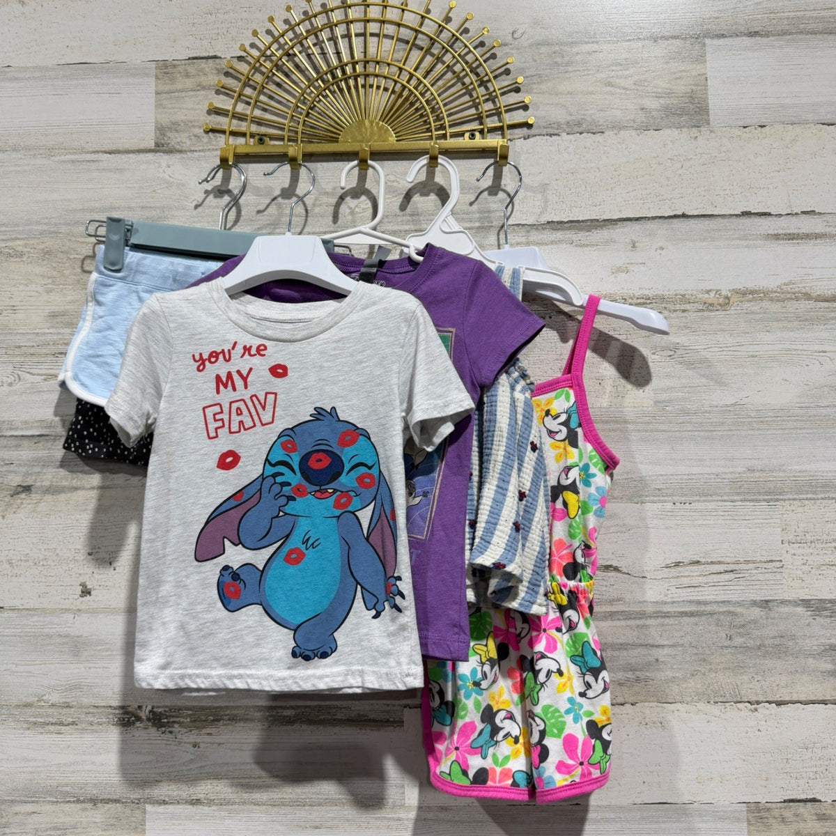 Disney Stitch Raya Minnie Mouse Clothing Bundle Girls 3T/4T Colorful Character0