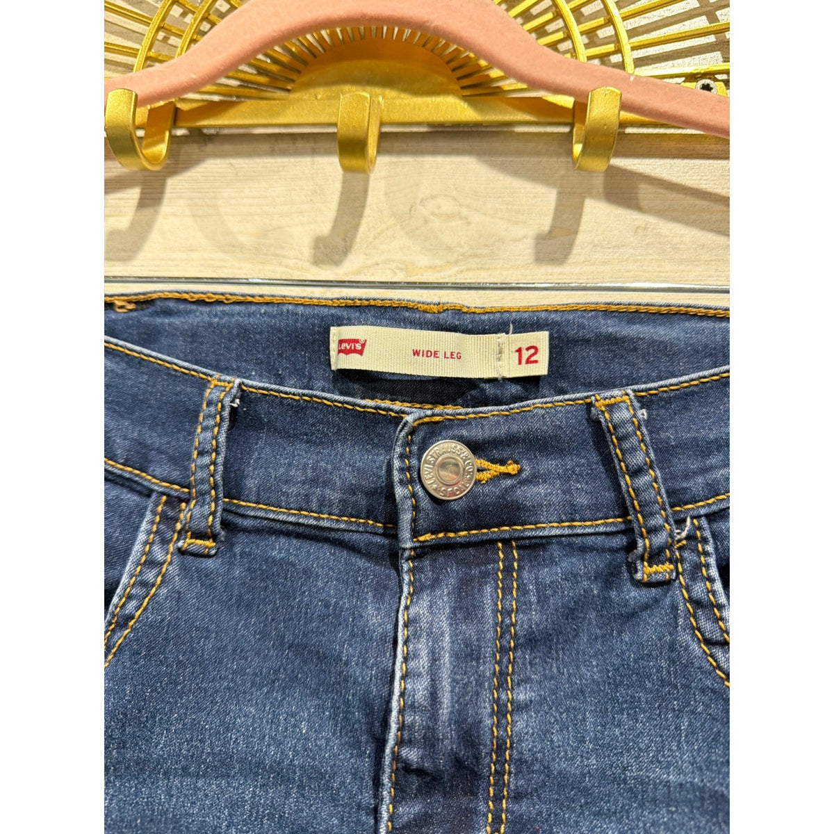 Levi's Wide Leg Jeans Girls 12 Blue Adjustable Waist Skater EUC1