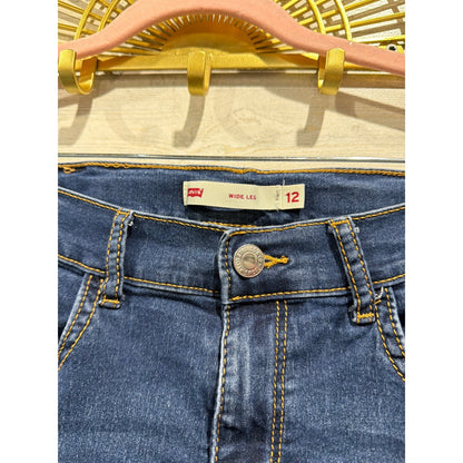 Levi's Wide Leg Jeans Girls 12 Blue Adjustable Waist Skater EUC1