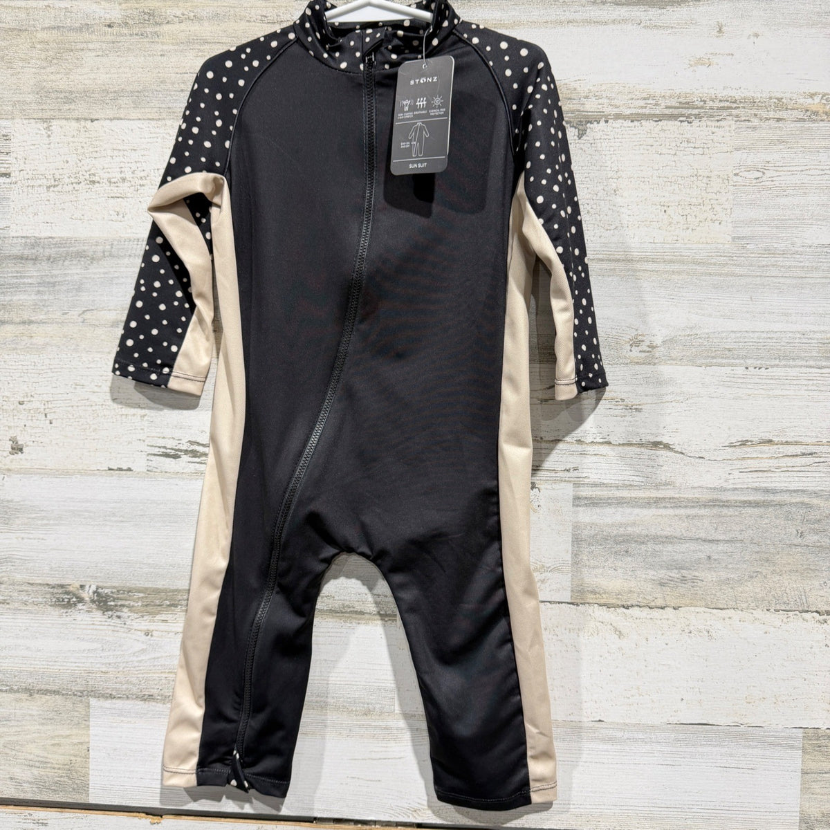 Stonz Sun Suit 18-24M Black Polka Dot Rash Guard UV Protection NWT0