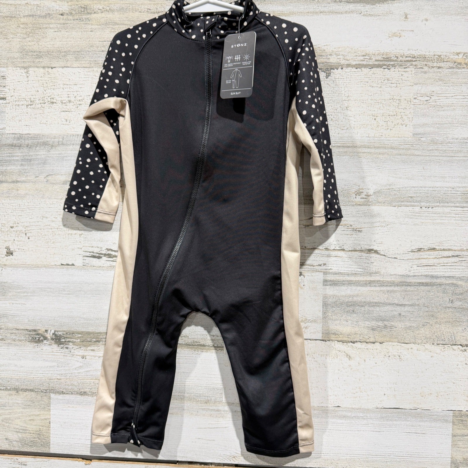 Stonz Sun Suit 18-24M Black Polka Dot Rash Guard UV Protection NWT0