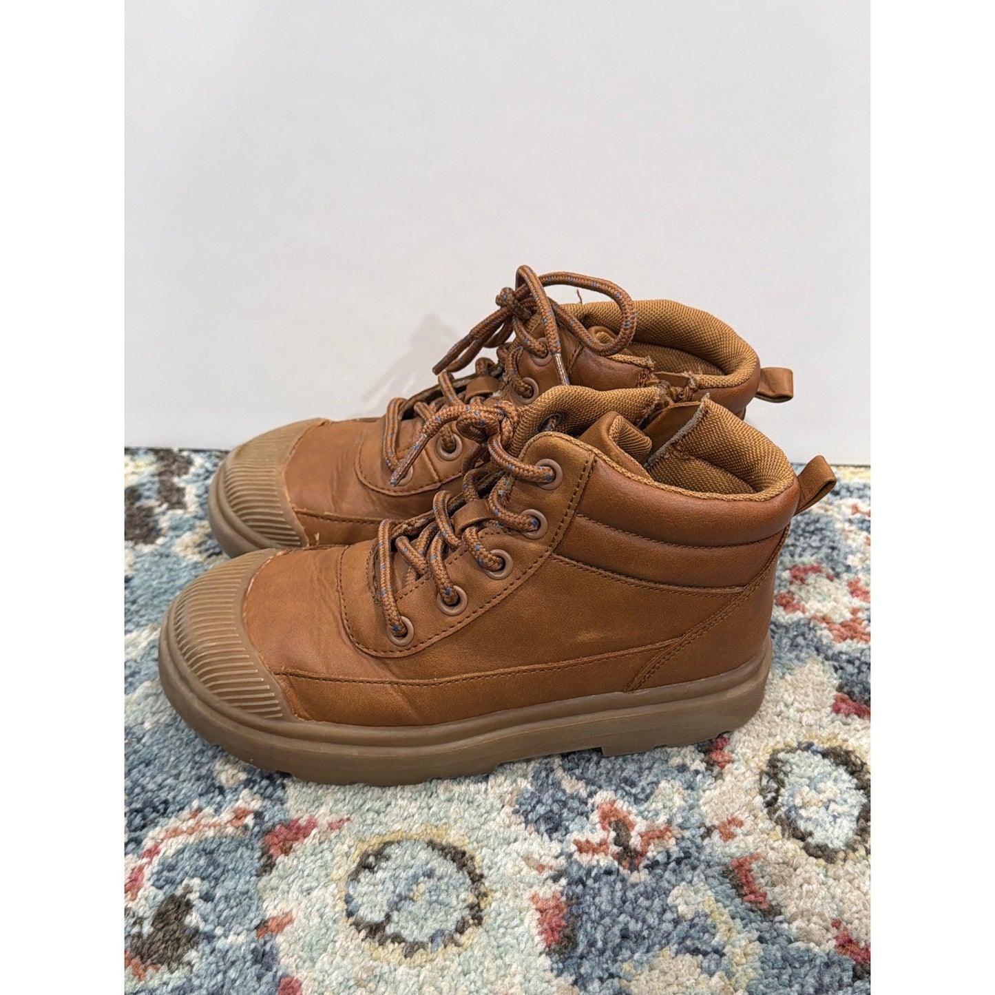 Cat & Jack Boots Boys 12 Brown Faux Leather Lace Up2