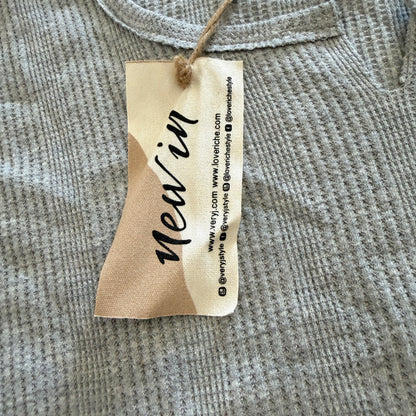 New In Waffle Bodysuit Women M Gray Polyester Thermal Casual NWT2