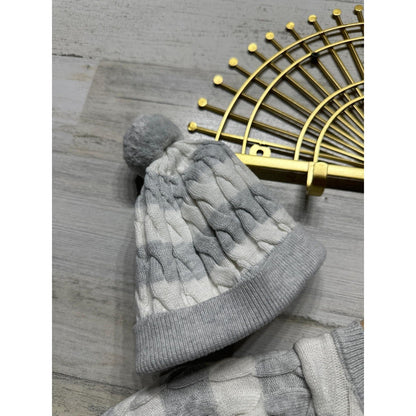 Hope & Henry Sweater Romper Boys 0-3M Gray Organic Cotton Cable Knit EUC2