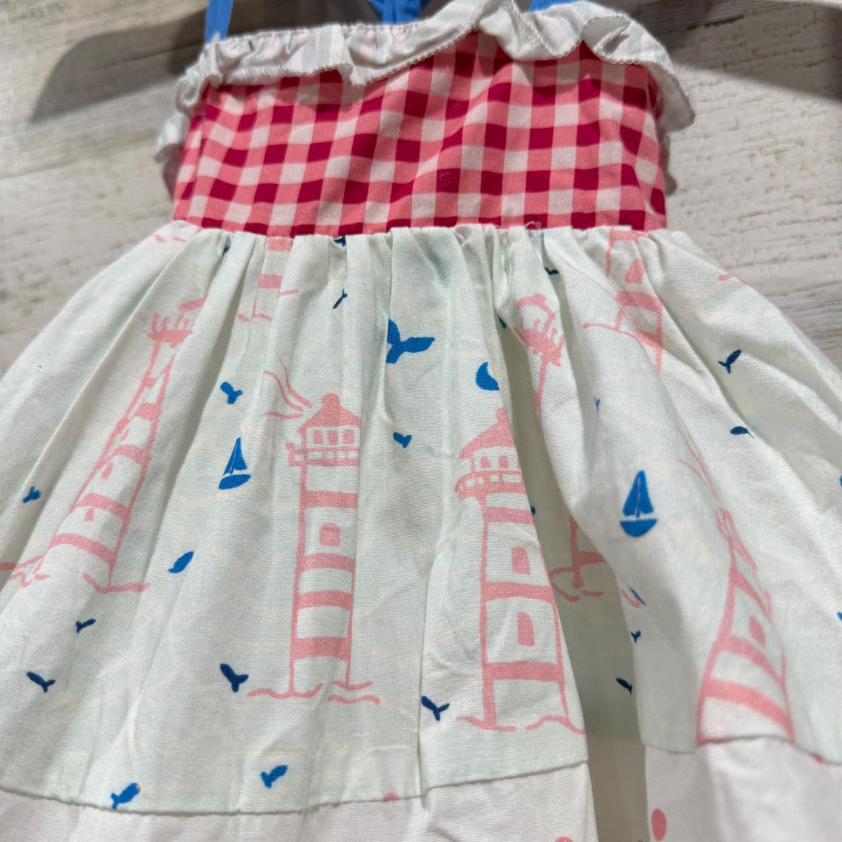 SweetHoney Lighthouse Nautical Dress Girls 12M Cotton Summer Boutique EUC1