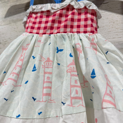 SweetHoney Lighthouse Nautical Dress Girls 12M Cotton Summer Boutique EUC1