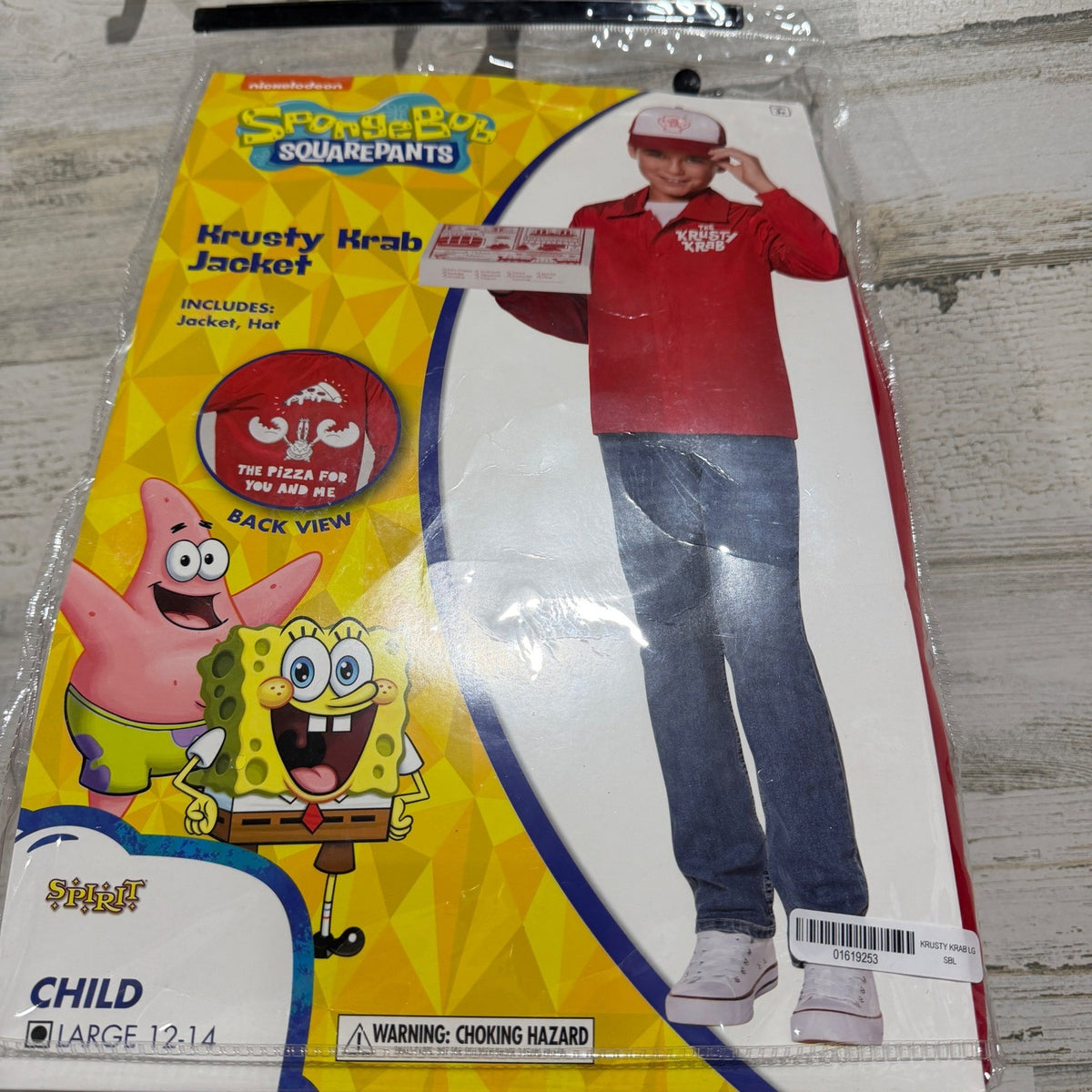 Krusty Krab Jacket Kids Size L 12-14 Red Spongebob Costume NWT0