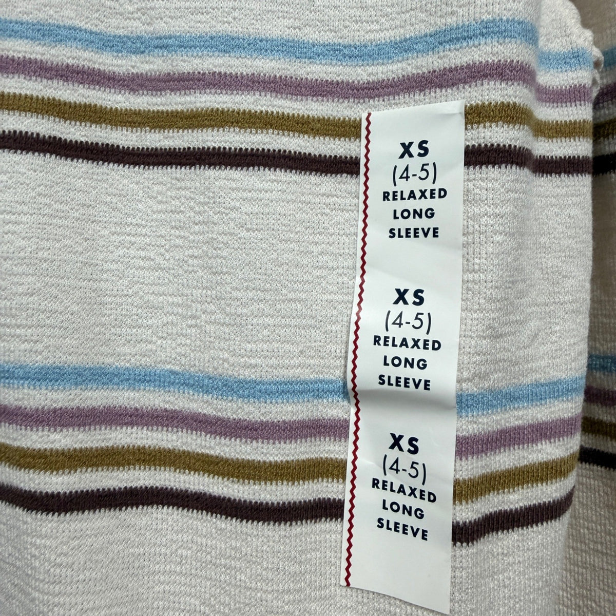 Cat & Jack Henley Shirt Boys XS 4-5 Cream Striped Relaxed Waffle Knit NWT3