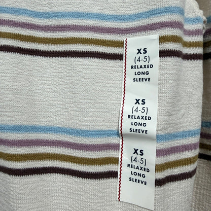 Cat & Jack Henley Shirt Boys XS 4-5 Cream Striped Relaxed Waffle Knit NWT3