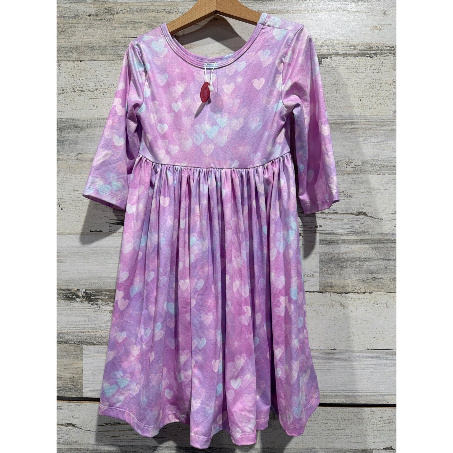 Mila and Rose Dress Girls 5-6 Purple Pastel Heart Print Soft Fairycore Twirl NWT0