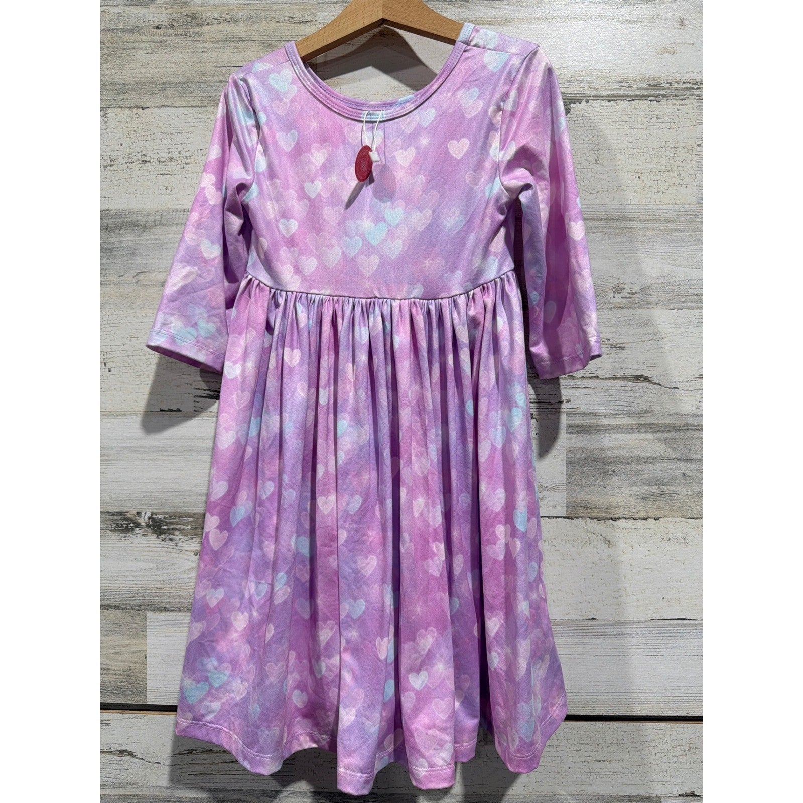 Mila and Rose Dress Girls 5-6 Purple Pastel Heart Print Soft Fairycore Twirl NWT0
