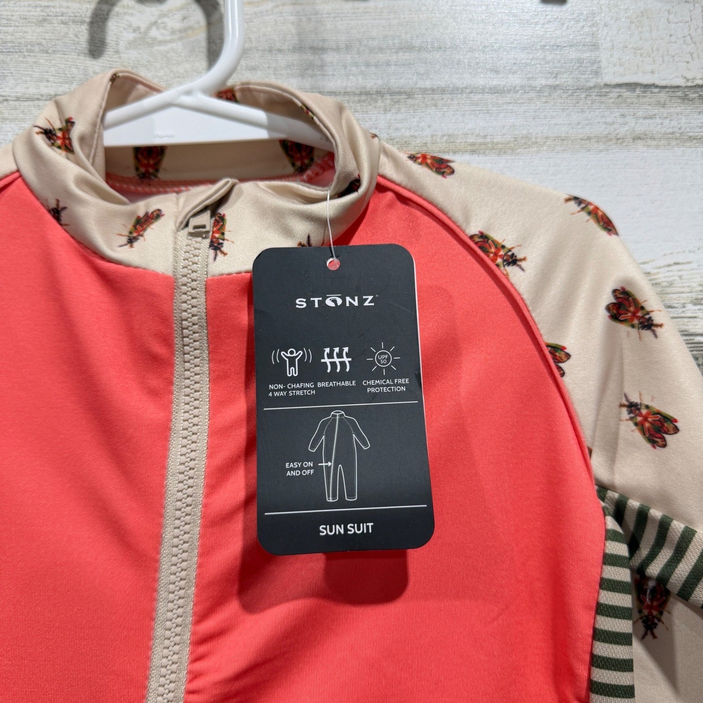 Stonz Sun Suit Baby 18-24M Coral Insect Print UPF 50+ Beachwear NWT1