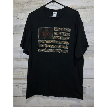 Delta Pro Weight T-Shirt Men 2XL Black Realtree Camo Flag Gorpcore EUC0