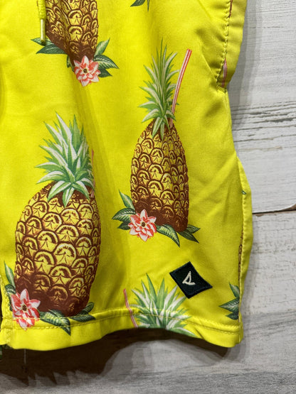 Sperry Swim Trunks Men Small Yellow Pineapple Floral Tropical Print Shorts EUC1