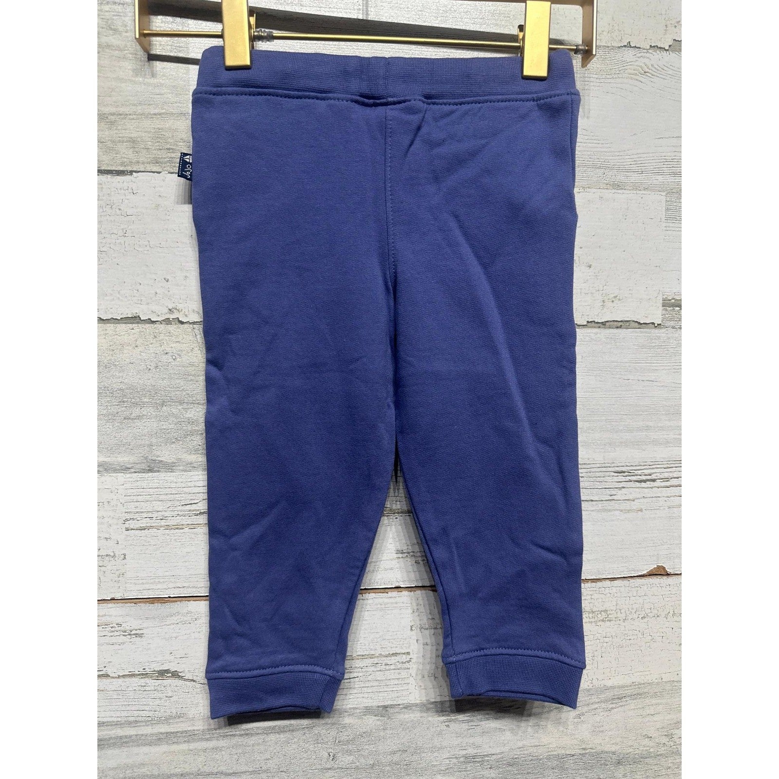 JoJo Maman Bebe Joggers Boys 6-12m Blue Elastic Waist Ribbed Cuffs NWT1