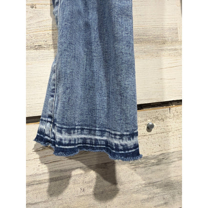 Abercrombie Kids Flare Jeans Girls 7/8 Blue High Rise Released Hem EUC2