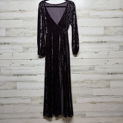 Gianni Bini Maxi Dress Womens M Purple Crushed Velvet Wrap V-Neck Whimsigoth EUC0