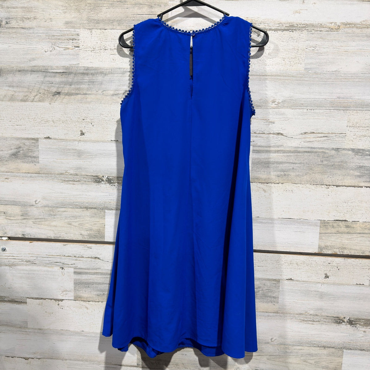 Gibson Latimer Shift Dress Women S Blue Crochet Pom Pom Boho GUC*4