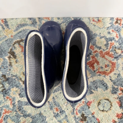 Rain Boots Boys 11-12 Navy Blue Glossy Waterproof GUC5