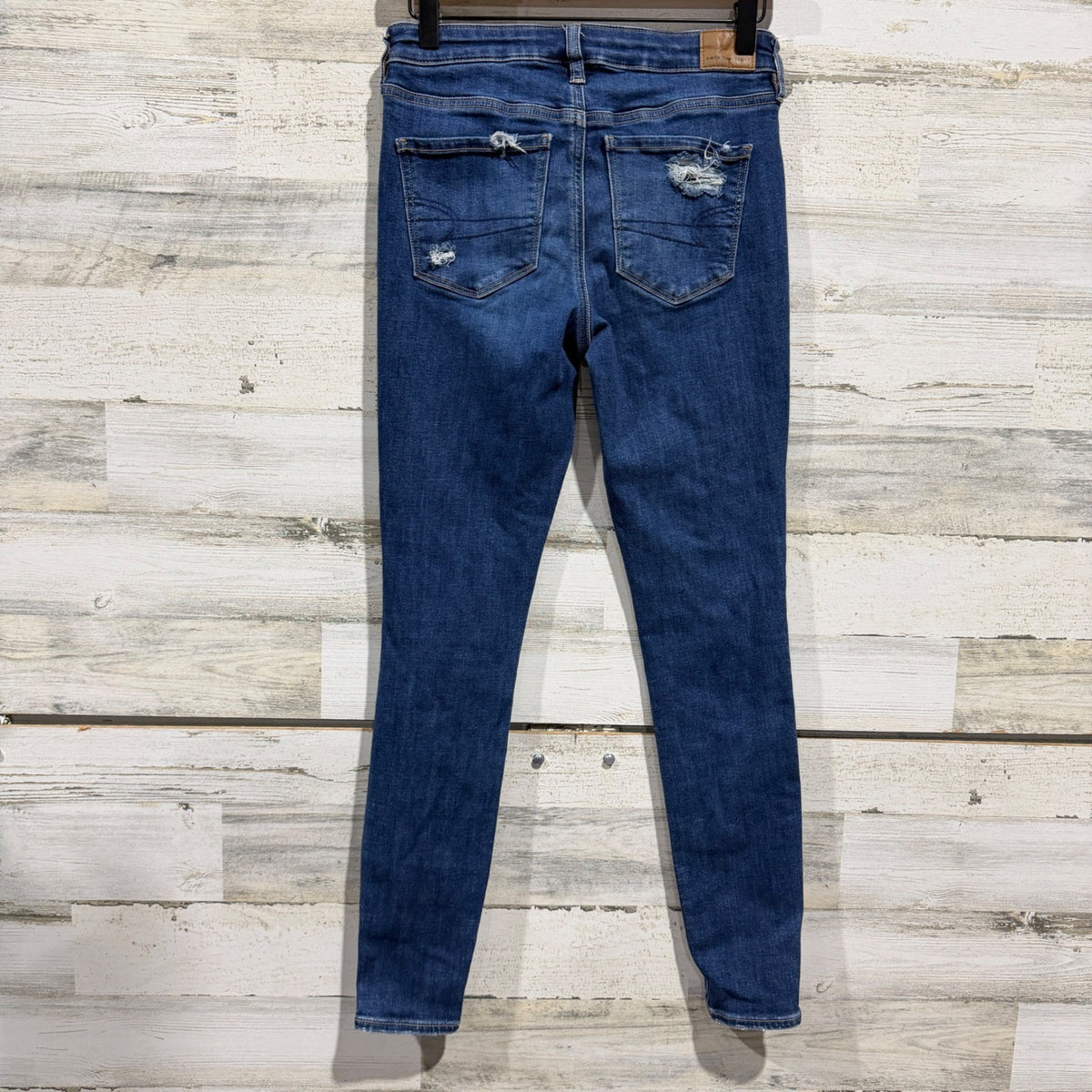 American Eagle Next Level Stretch Skinny Jeans Women 4 Distressed Denim EUC6