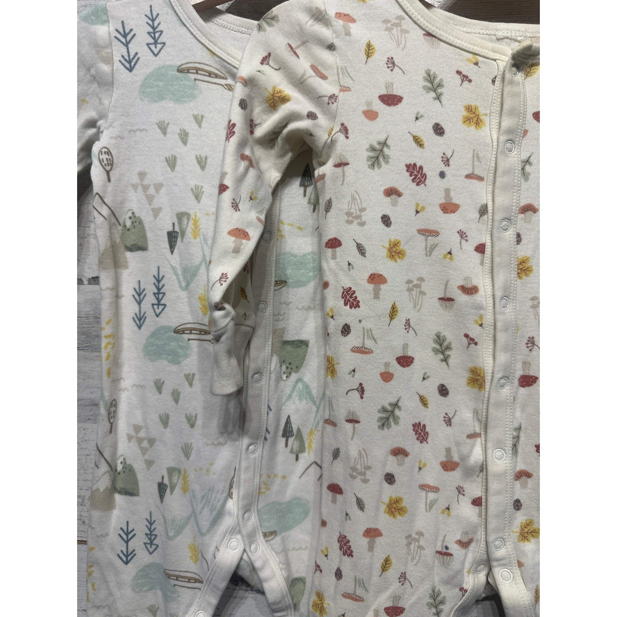 H&M Romper 2-Pack Kids 9-12m Cream Woodland Mushroom Mountain Soft1