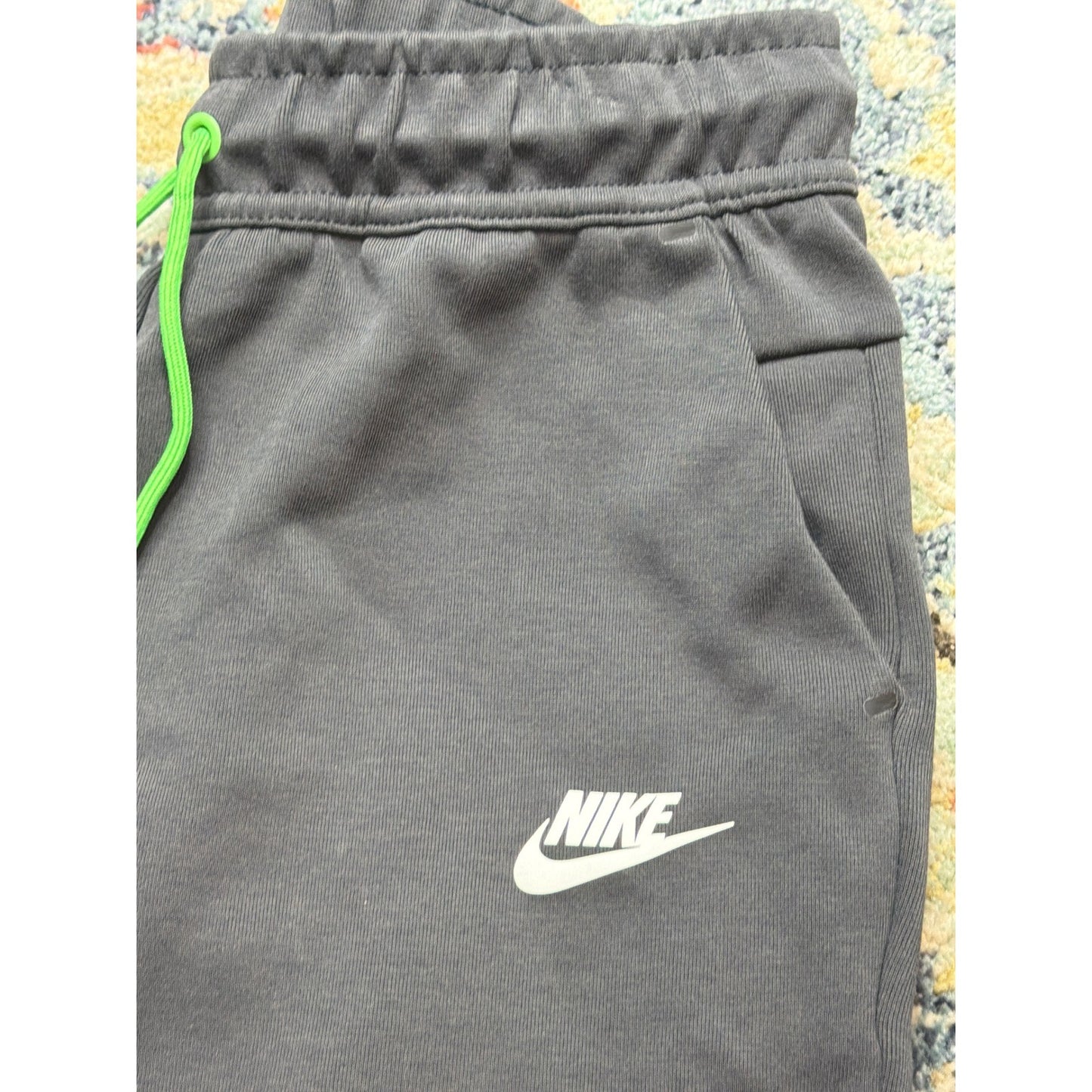 Nike Tech Fleece Joggers Boys XL Grey Neon Green Sweatpants EUC1