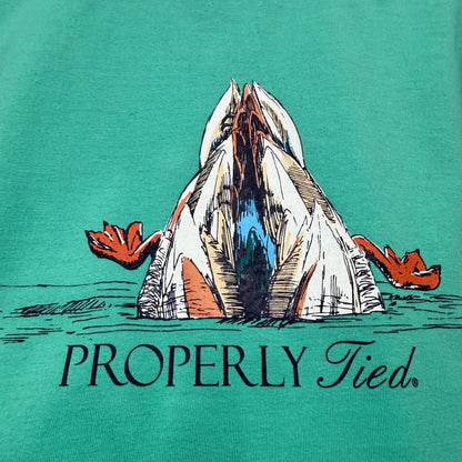 Properly Tied Pocket Tee Boys 6 Teal Mallard Duck Graphic Preppy EUC4