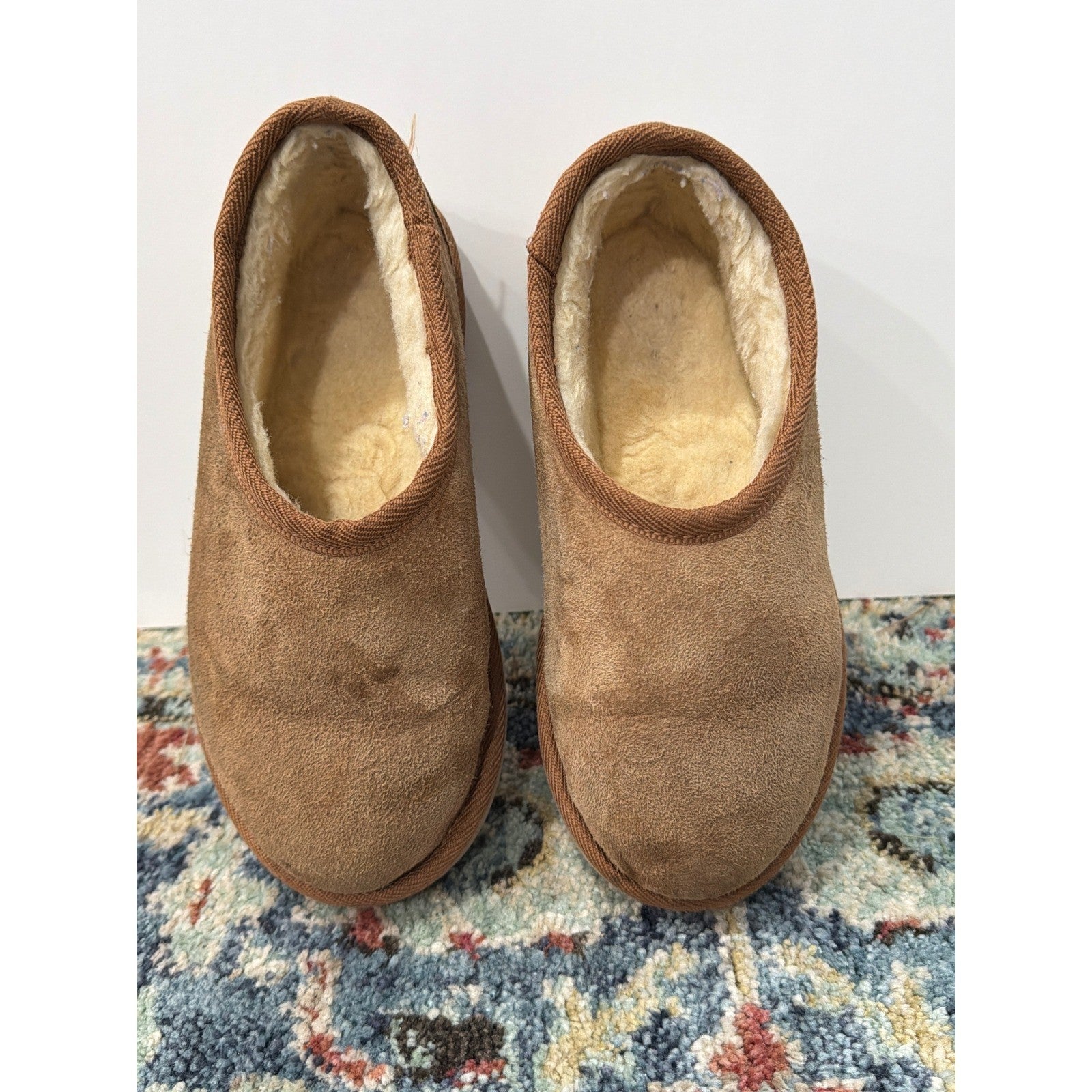 Australian Made Slippers Kids Size 4 Youth Brown Shearling Suede Cozy2